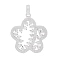 thumbnail image 1 of 14k Gold White Rhodium, Modern Abstract Star Flower Pendant Charm Created CZ 18mm with 18" Dainty Neck Chain, 1 of 7