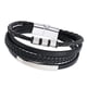 thumbnail image 2 of Pulsera de cuero multicapa personalizada, resistente y moderna, para amigos y familias. Hebilla de plata, 2 of 8