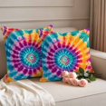 thumbnail image 2 of Colorful Tie-Dye Outdoor Waterproof Pillow Covers, Ethnic Modern Abstract Watercolor Decorative Square Throw Pillowcase Sofa Cushion Sham for Patio/Couch/Chair, 18"x18" 2 Pack, 2 of 8