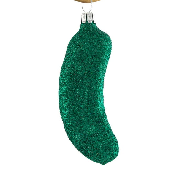 Glass German Pickle Christmas Tree Ornament ( whole green glitter)