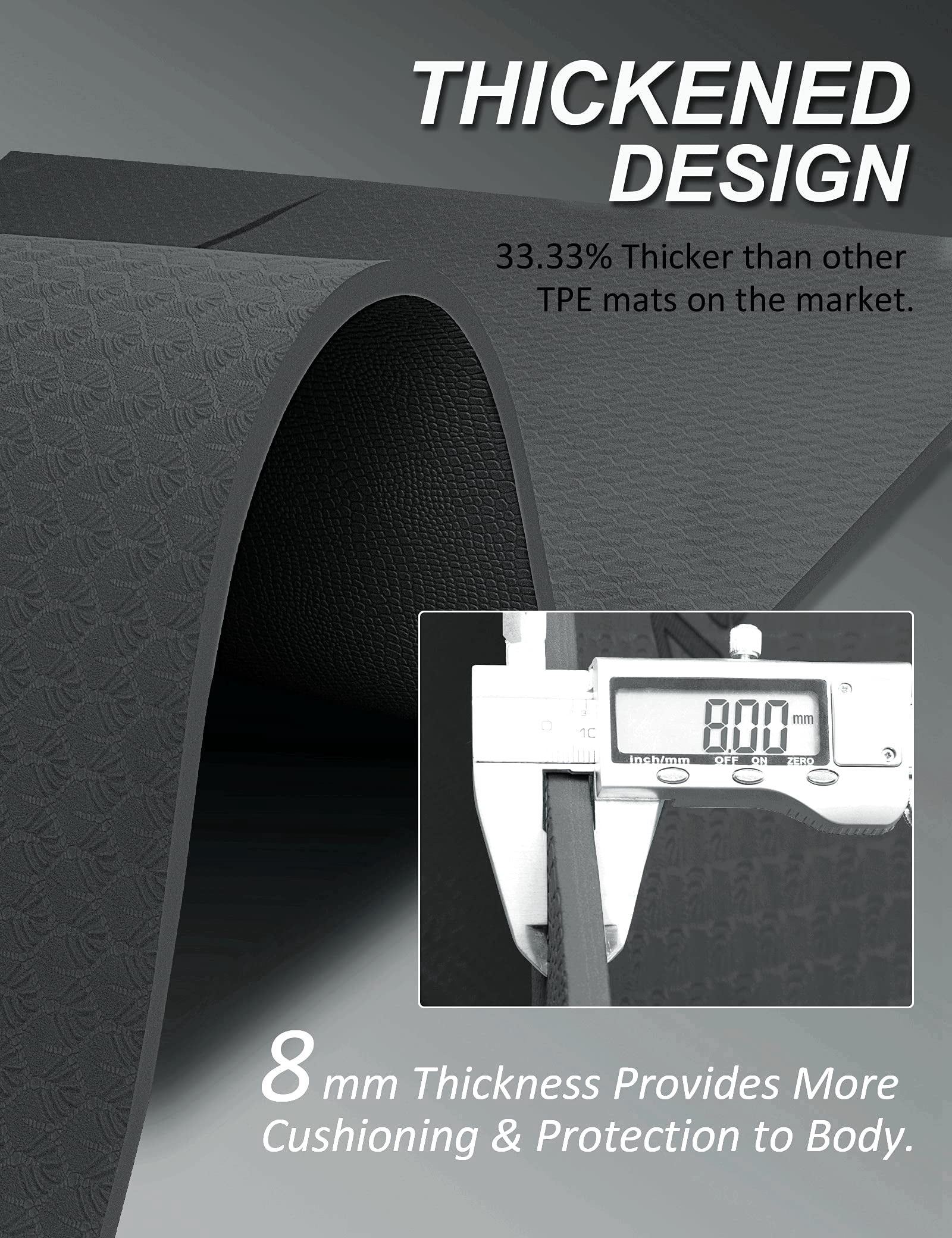 6' x 4' Large 1/3 Inch Extra Thick Double-Sided Non Slip Professional TPE Yoga Mats for Women Men, 24 Sq.Ft Exercise Mat for Yoga, Pilates and Home Workout (Black）