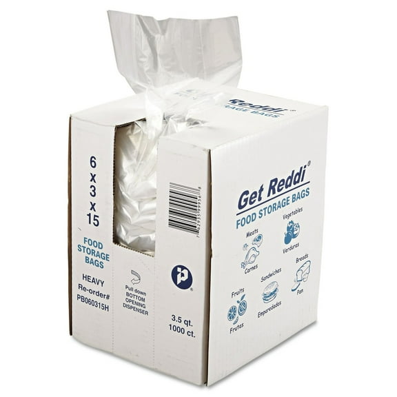 Inteplast Group Get Reddi Pinch & Seal Zipper Food Storage Bags, 3.5 Quart, 1000 Ct