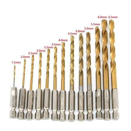 

Fule 13 Pcs Drill Bit Set Titanium Coated HSS High Speed Steel Hex Shank Quick Change