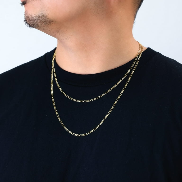Men's figaro link chain 14k yellow gold 20 length deals