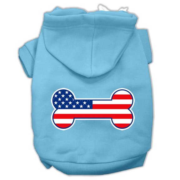 Pet Dog  Cat Hoodie Screen Printed, "Bone Shaped American Flag"