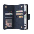 thumbnail image 6 of Allytech Google Pixel 7 Pro Wallet Case with Zipper Pocket, Luxury PU Leather Flip Cover with Card Slots & Wrist Strap, Shockproof Kickstand Magnetic Buckle Protective Case for Women Men, Blue, 6 of 15