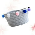 thumbnail image 3 of Raindrops Gray Round Cotton Rope Storage Basket 1Pc for Home 16x16x9cm, 3 of 8