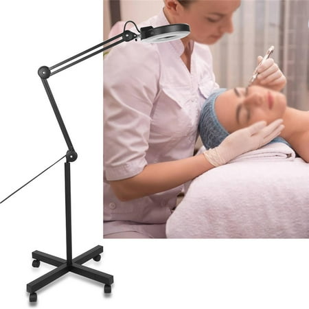 PRO LED Magnifying Lamp 5X Magnifier with Rolling Floor Stand Adjustable Arm for kincare Beauty Manicure Tattoo Salon