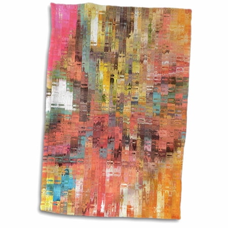 3dRose Cubes Of Pink Orange Yellow Aqua - Towel  15 by 22-inch