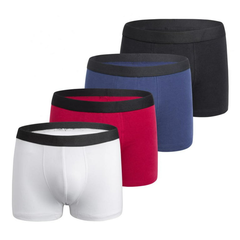 4 Pack Men's Underwear Boxer Briefs Ball Pouch Soft Bamboo Ultra Breathable  Underpants Open Fly