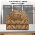 thumbnail image 4 of Lux Decor California King 6 Piece Bed Sheet Set - Paisley Printed Microfiber Sheets, Ultra Soft, Deep Pocket, Wrinkle-Free, Breathable, OEKO-TEX Certified - California King, Brown, 4 of 8