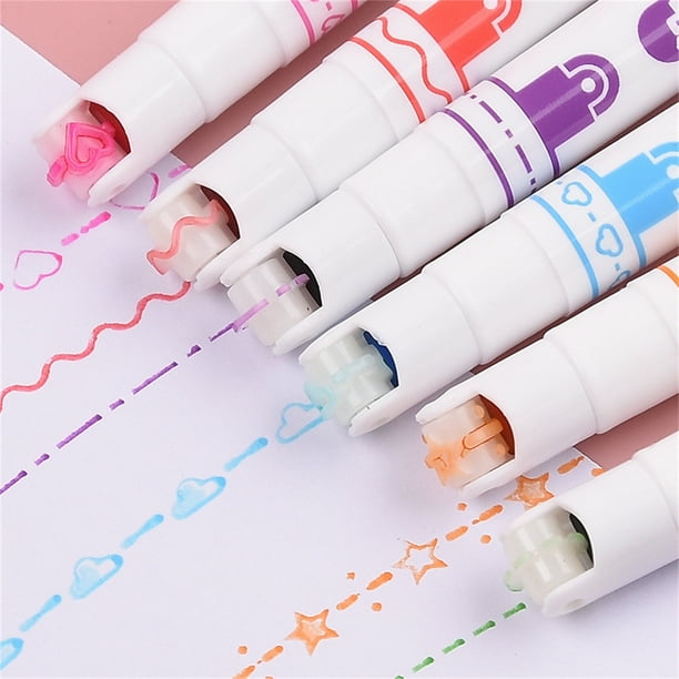 Dengjunhu 6Pcs Curve Highlighter Pen Set,6Pcs Flownwing Curve Pens ...