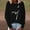 Black, variant on Fall Clothes For Women Women's Animal Cat Print O Neck Loose Sweater Long Sleeve Casual Blouse Top Red