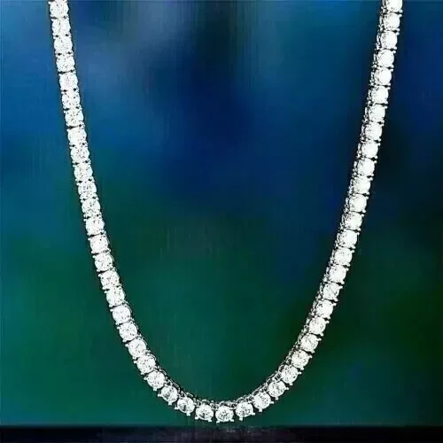 Aishvi Jewels 18Ct Round Cut Lab Created Diamond Men's Tennis Necklace 14k White Gold Plated