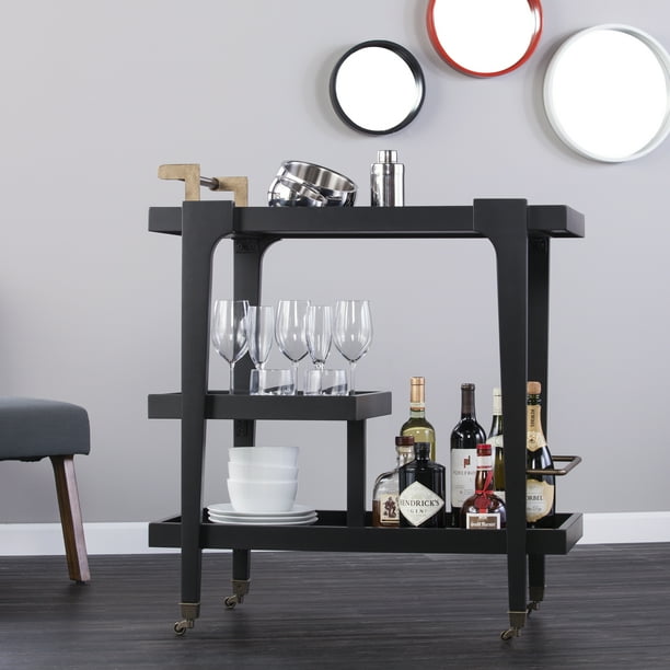 Holly & Martin Zhori Midcentury Modern Bar Cart, Black ...