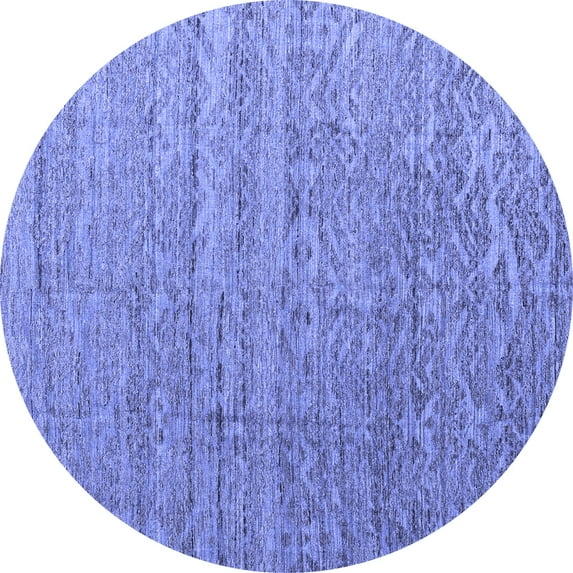 Ahgly Company Indoor Round Abstract Blue Modern Area Rugs, 8' Round