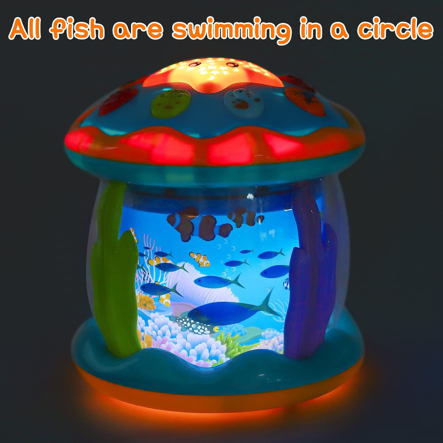 Ludolm Baby Toys 12M+ Musical Light Up Tummy Time Toy Ocean Rotating Projector for Infant 12-18 Month Baby Learning Crawling Birthday for 1 2 3 Year Old Boys Girls