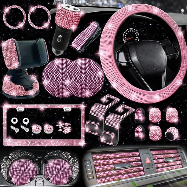 Set de accesorios de coche NBTEPEM Pink Bling 27 piezas para mujer