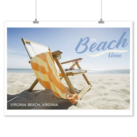 - Virginia Beach, Virginia - Folding Beach Chair - Lantern Press Photography (9x12 Art Print, Wall Decor Travel Poster)