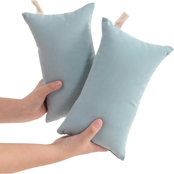 duomi-2 Pack Tiny Pillows, 11"x7" Microfiber Mini Pillows for Travel, Pets, Soft Machine Washable Small Pillows for Neck, Wrist, Lumbar and Knee, Sea Green