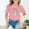 thumbnail image 2 of Toddler Girl Shirts Kid Leisure Graphic Round Neck Short Sleeved Fashion Summer Top Girls Tops Pink 3 Years-4 Years, 2 of 5