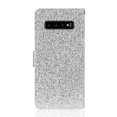 thumbnail image 2 of Allytech Samsung Galaxy S10 Case, PU Leather Bling Glitter Inner TPU Cover Bumper Stand Cards Slots Wrist Strap Magnetic Flip Cover Shockproof Wallet Case for Samsung Galaxy S10, Silver, 2 of 9
