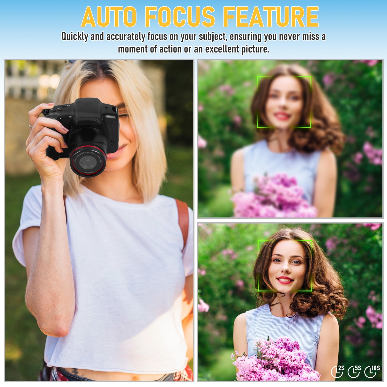 Supvox Digital Camera 16Mp 16X Optical Zoom 1080P Video Black ABS for Home