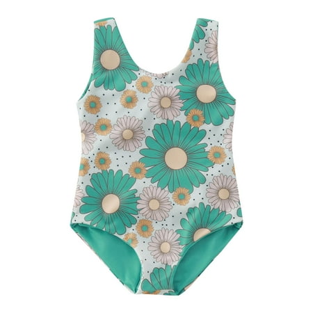 Gubotare Toddler Girl Swimsuit Toddler Baby Girl One Piece Swimsuit Ruffled Toddler Bathing Suits Kids Bikini Swimwear Blue 6-12 Months