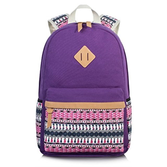Hikker Link Cute Backpack For Girls Canvas Middle School Laptop Book Bag For Kids Rucksack Purple Walmart Com Walmart Com
