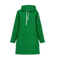 thumbnail image 4 of Women's Drop Shoulder Solid Color Hooded Sweatshirt with Side Pockets and Side Slits, Soft Breathable Long Sleeve Casual Pullover for Winter, Daily Wear and Street Fashion Green S, 4 of 6
