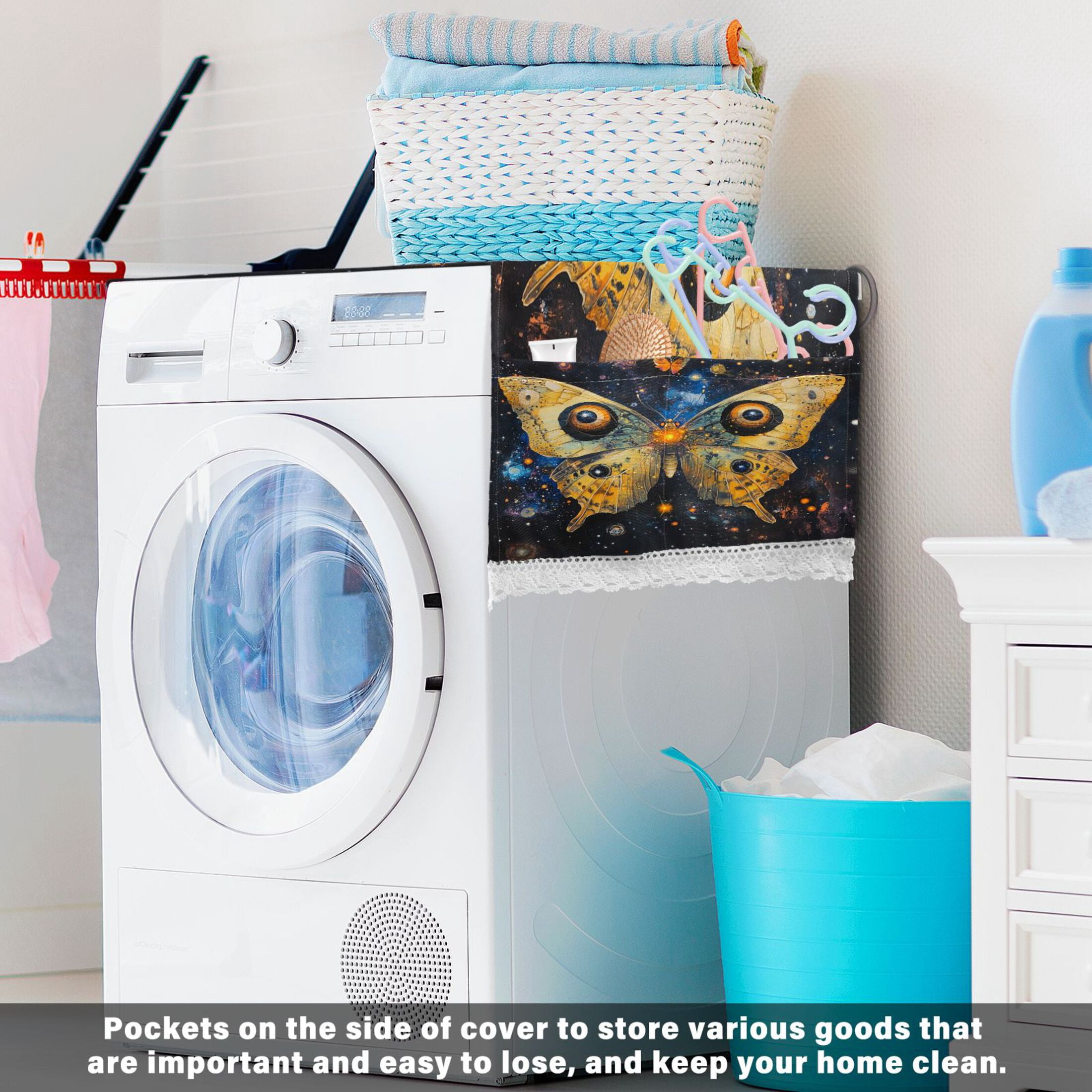 WOBOGO Star Yellow Butterfly Washing Machine Cloth Dryer Refrigerator Top Cover Protective Non-Slip Mat For Kitchen Laundry