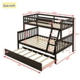 thumbnail image 2 of Bellemave Bunk Bed with Trundle, Twin Over Full Wood Bunk Bed with Twin Size Trundle, Rubber Wood Bunk Bed Frame with Guardrail and Ladder Convertible 3 Bed in 1 Bunk Bed, Espresso, 2 of 10
