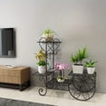 thumbnail image 3 of Metal Multi-Tiered  Stand with Wheels - Versatile Iron Art Indoor & Outdoor Decorative Planter Display Rack for Greenery and Blooms, 3 of 12