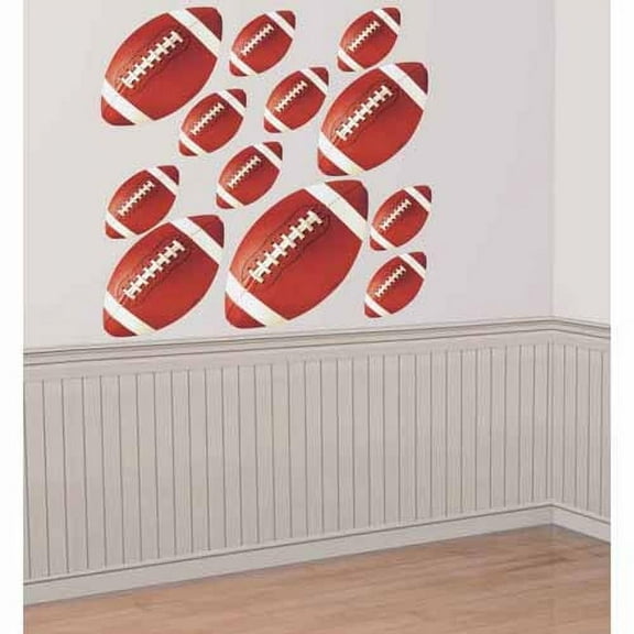 Football Party Game Table Decor 8.5"-13" Paper Cutouts, 12 CT, Brown White