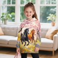 thumbnail image 3 of Psesaysky Girls Sweatshirt Running Horse Printed Hoodie Dress Long Sleeve Pullover Fall Fashion Hooded Top for Teen Girls with Pockets for 13-14 Years, 3 of 7