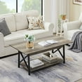 thumbnail image 2 of ZXNYH Coffee Table Large 43.3 x 23.6 inch with Storage Shelf for Living Room, Easy Assembly, Black, 2 of 8