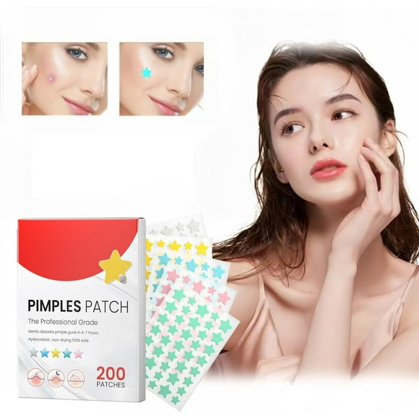 Parches para el acné, 200 almohadillas hidrocoloides para los granos, reduce el enrojecimiento de los granos, parches para los granos de múltiples formas, pueden absorber las secreciones, para todo ti