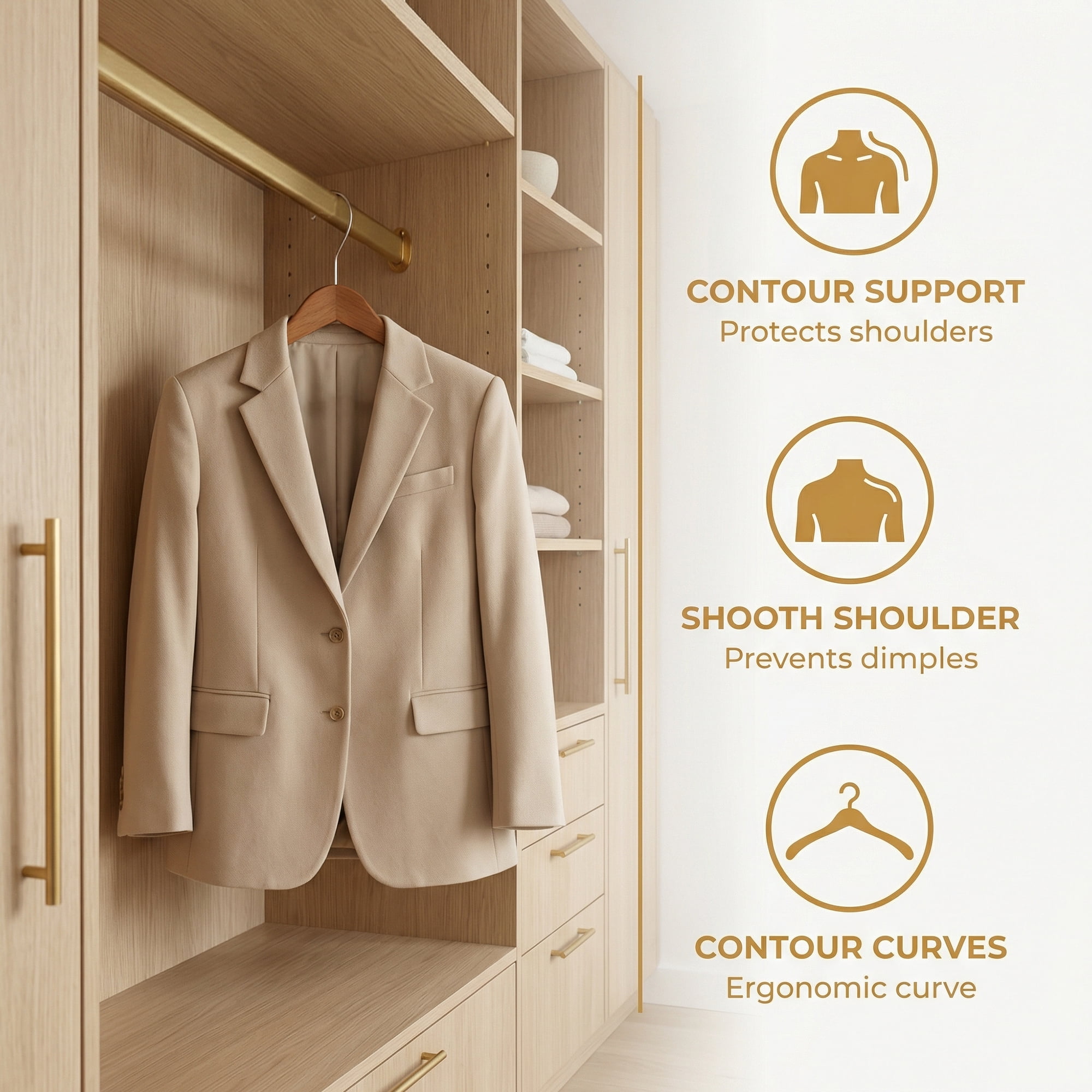Unique Bargains 2Pcs Wood Space Saving Storage Pants Shirts Hanger Brown