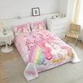 thumbnail image 4 of Unicorn Bedding Set Rainbow Princess Pink Unicorn Comforter Set Teens Kawaii Cute Castle Stars Reversible Bed Sets Cartoon Horse Duvet Set Fantasy Room Decor, 4 of 7