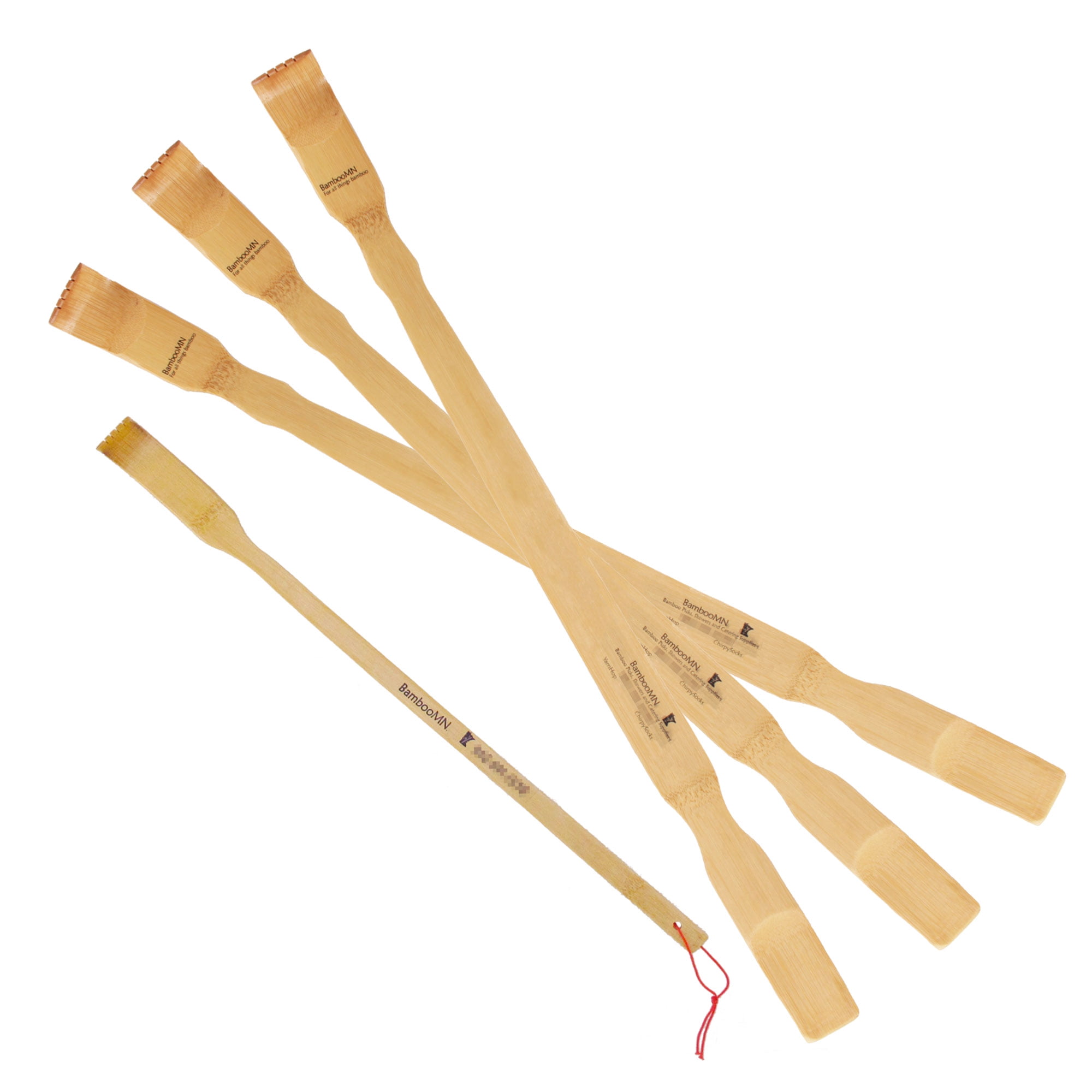 BambooMN 3 Pieces 25" Extra Long Bamboo Backscratcher Shoehorn plus Free Travel Size Back