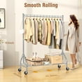 thumbnail image 2 of Clothes Rack Load 420 LBS, .2" Long Rolling Garment Rack with Lockable Wheels, Standing  Clothing Hanger, Portable Wardrobe Sturdy Coat Organizer for  Clothes (), 2 of 8
