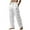 White, variant on Wyobmus Men's Cotton Linen Pants Casual Wide Leg Trousers Elastic Waist Blended Breathable Comfortable Soft Beach Pants Black