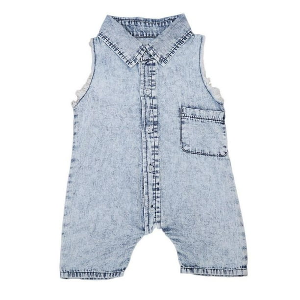 Gaono Newborn Infant Baby Boys Sleeveless Denim Turndown Collar