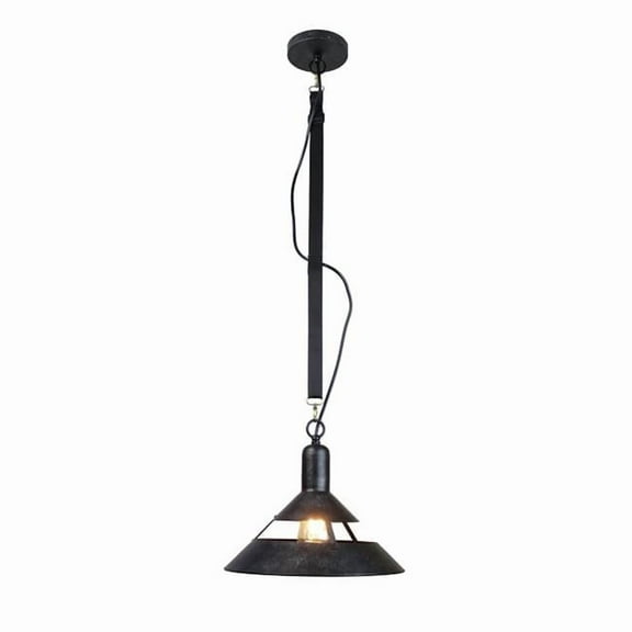 EQLight EQPINLBC12 10 x 12 in. Yalit Industrial 1-Light Black Cone Pendant