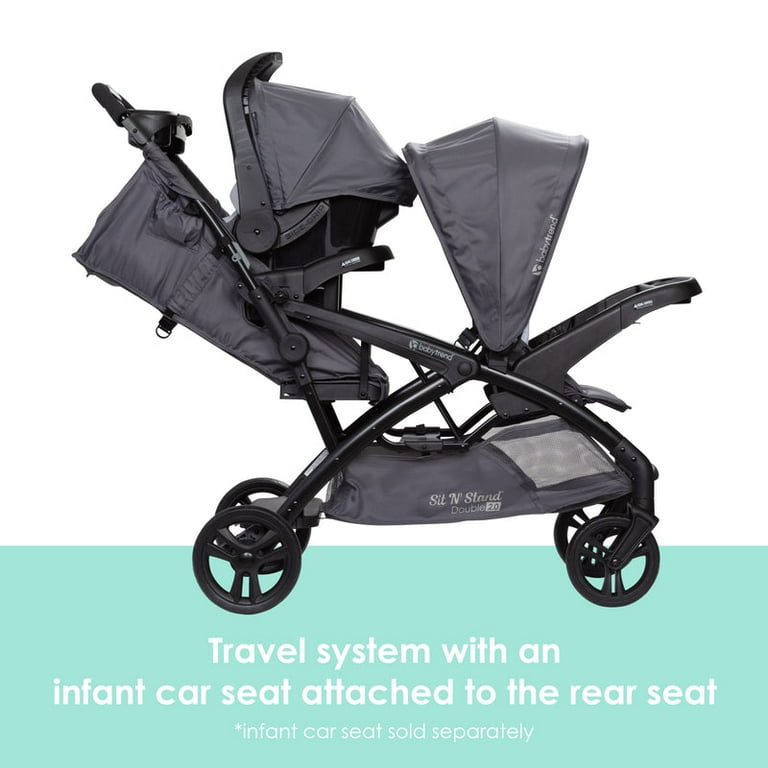 Baby Trend, Sit N' Stand Double 2.0 Stroller, Dash Grey, Compact