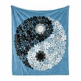 thumbnail image 1 of Ying Yang Soft Flannel Fleece Throw Blanket, Abstract Design Daisy Flower Power on Tao Sign Floral Themed Art, Cozy Plush for Indoor and Outdoor Use, 70" x 90", Blue Black Grey, by Ambesonne, 1 of 6