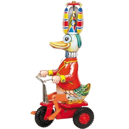 Duck on Bike Adult Collectible Wind Up Tin Toy - 8.5"