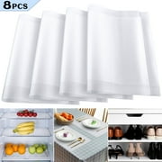 LANNEY 8 Pack Fridge Liner Refrigerator Shelf Liners Mats for Glass Shelves Washable, 12 x 17.7 inches