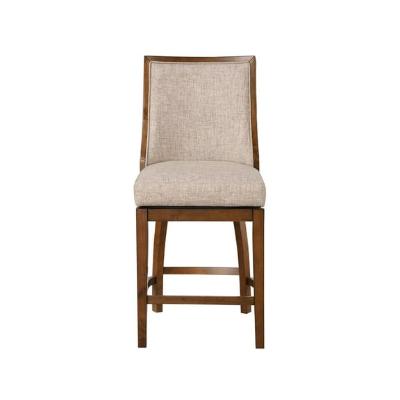Katherine 40.74 In. Walnut High Back Wood Swivel Bar Stool With Fabric Seat