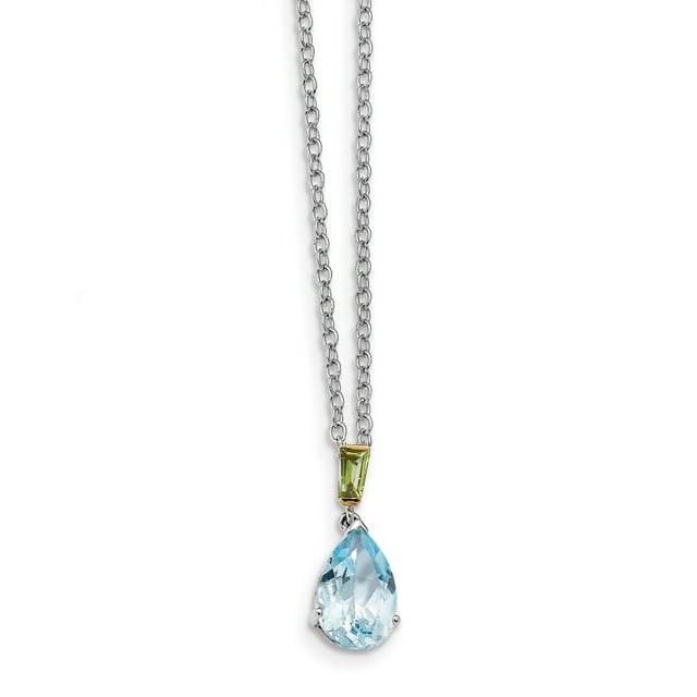 Collier en Argent Sterling Topaze et Péridot Bleu Ciel 18 Pouces